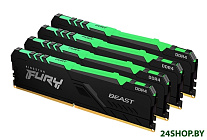 Картинка Оперативная память Kingston FURY Beast RGB 4x8GB DDR4 PC4-28800 KF436C17BBAK4/32