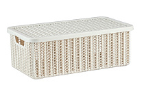 Картинка Ящик для хранения с крышкой IDEA ВЯЗАНИЕ 125x195x350 мм (белый) (М2370)