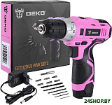 Картинка Дрель-шуруповерт Deko GCD12DU3 PINK SET2 063-4171 (с 1-им АКБ, набор оснастки)