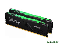 Картинка Оперативная память Kingston FURY Beast RGB 32GB DDR4 PC4-28800 KF436C18BBA/32