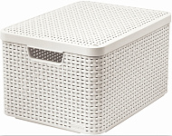 Картинка Корзина с крышкой Curver Rattan Style L 03619-885 (кремовая)