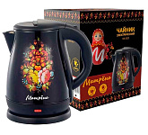 Картинка Электрочайник Матрена MA-003 (черный, хохлома)