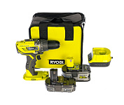 Картинка Дрель-шуруповерт Ryobi R18DD3-252S 5133003353 (с 2-мя АКБ 2 Ah+5 Ah, сумка)
