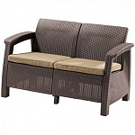 Картинка Диван садовый Keter Corfu Love Sofa 214770 (коричневый)