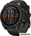 Умные часы Garmin Fenix 8 Sapphire, Titanium 47мм (угольно-черный DLC, пепельно-черный силиконовый р