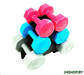 Картинка Гантельный ряд ATLAS SPORT Fitnes Composit 12 кг с подставкой (2х1 кг/2х2 кг/2х3 кг)