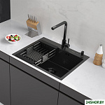 ECO AR мойка 600*500, коландер, дозатор Black Decor