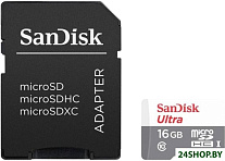 Картинка Карта памяти SanDisk Ultra microSDHC 16GB (SDSQUNS-016G-GN3MA) (с адаптером)