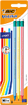 BIC Эволюшн Страйпс Карандаш чернографитовый пластиковый, с ластиком, 3 шт