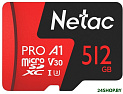Карта памяти Netac MicroSDXC 512GB V30/A1/C10 Netac P500 Extreme Pro с адаптером