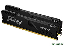 Картинка Оперативная память Kingston FURY Beast 2x8GB DDR4 PC4-28800 KF436C17BBK2/16