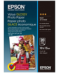 Картинка Фотобумага EPSON Value Glossy Photo Paper 10х15 20 листов (C13S400037)
