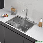 ECO AR мойка 600*500, коландер F, дозатор SATIN DECOR VOLCANIC
