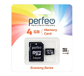 Картинка Карта памяти Perfeo microSDHC PF4GMCSH10AES 4GB (с адаптером)