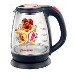 Картинка Электрочайник Матрена MA-008 (чёрный, хохлома)