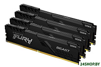 Картинка Оперативная память Kingston FURY Beast 4x32GB DDR4 PC4-25600 KF432C16BBK4/128