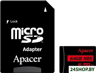 Картинка Карта памяти Apacer microSDXC AP64GMCSX10U5-R 64GB (с адаптером)