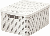 Картинка Корзина с крышкой Curver Rattan Style M 03618-885 (кремовая)