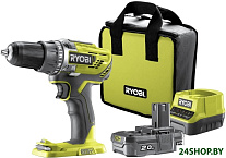 Картинка Дрель-шуруповерт Ryobi R18DD3-120S 5133003347 (с 1-м АКБ 2.0 Ah, сумка)