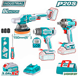 TOSLI240863 (гайковерт, шлифмашина, фен, 2 АКБ, сумка)