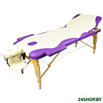Картинка Массажный стол Atlas Sport 70 см складной 3-с (кремово-фиолетовый, деревянный)