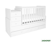 Картинка Кроватка-трансформер Polini Kids Simple 1100 с комодом (белый)