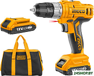 Картинка Дрель-шуруповерт Ingco Standard CDLI1222 (с 2-мя АКБ, сумка)