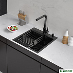 Eco AR мойка 450*500, коландер, дозатор BLACK DECOR MILLET GRAINS