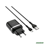 Картинка Сетевое зарядное Hoco C12Q microUSB (черный)