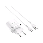 Картинка Сетевое зарядное Hoco C12Q USB Type-C (белый)