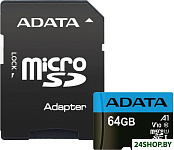 Картинка Карта памяти A-Data Premier AUSDX64GUICL10A1-RA1 microSDXC 64GB (с адаптером)