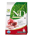 Картинка Сухой корм для кошек Farmina N and D Grain Free Cat Chicken and Pomegranate Kitten (1,5 кг)