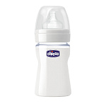 Картинка Бутылочка для кормления Chicco Well-Being Glass 150 мл (0м+) (с силиконовой соской)