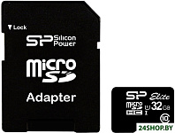 Карта памяти Silicon-Power microSDHC Elite UHS-1 (Class 10) 32 GB (SP032GBSTHBU1V10-SP)