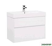Картинка Тумба с умывальником Aquanet Бруклин 85 00212598 с умывальником Slim Synergy (белый)