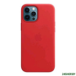 Картинка Чехол Apple MagSafe Leather Case для iPhone 12 Pro Max (алый)