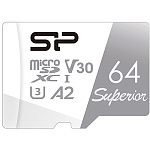 Картинка Карта памяти Silicon Power microSDXC 64GBU3 V30 A2 + microSD (SP064GBSTXDA2V20SP)