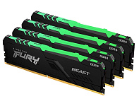 Картинка Оперативная память Kingston FURY Beast RGB 4x32GB DDR4 PC4-25600 KF432C16BBAK4/128