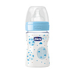 Картинка Бутылочка для кормления Chicco Well-Being Boy 150 мл (0м+) (с силиконовой соской)