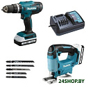 Набор электроинструмента Makita DK18B59Y (шуруповерт, лобзик, 2 АКБ)