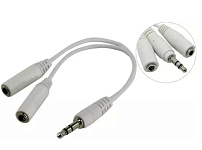 Картинка Кабель 5BITES AA-3MF2-02WH (Jack3.5-M - 2xJack3.5-F)