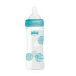 Картинка Бутылочка Chicco Well-Being Glass Boy 240 мл (0м+) (силиконовой соской) (00028721200000)