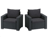 Картинка Комплект садовой мебели Keter California 2 Chairs 231561 (графит)