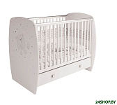 Картинка Детская кроватка Polini Kids French 710, Teddy (с ящиком, белый)