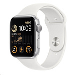 Картинка Умные часы Apple Watch SE 2 44 мм (алюминиевый корпус, серебристый/белый, спортивный силико