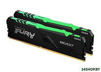 Картинка Оперативная память Kingston FURY Beast RGB 2x32GB DDR4 PC4-25600 KF432C16BBAK2/64