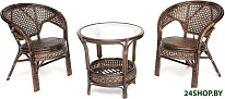 Картинка Набор садовой мебели TetChair Pelangi (стол/2 кресла, без подушек, walnut)