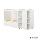 Картинка Кроватка-трансформер Polini Kids French 800, Teddy, с комодом (белый)