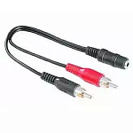 Картинка Переходник Hama H-43254 2хRCA (m)/Jack 3.5 (f) (00043254) (черный)