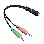 Картинка Переходник Hama H-54572 Jack 3.5 (f)/2xJack 3.5 (m) (00054572) (черный)